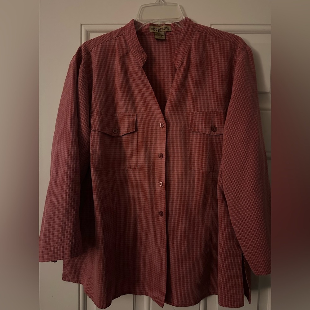 VINTAGE NOTATIONS RED/ORANGE TOP size 2X